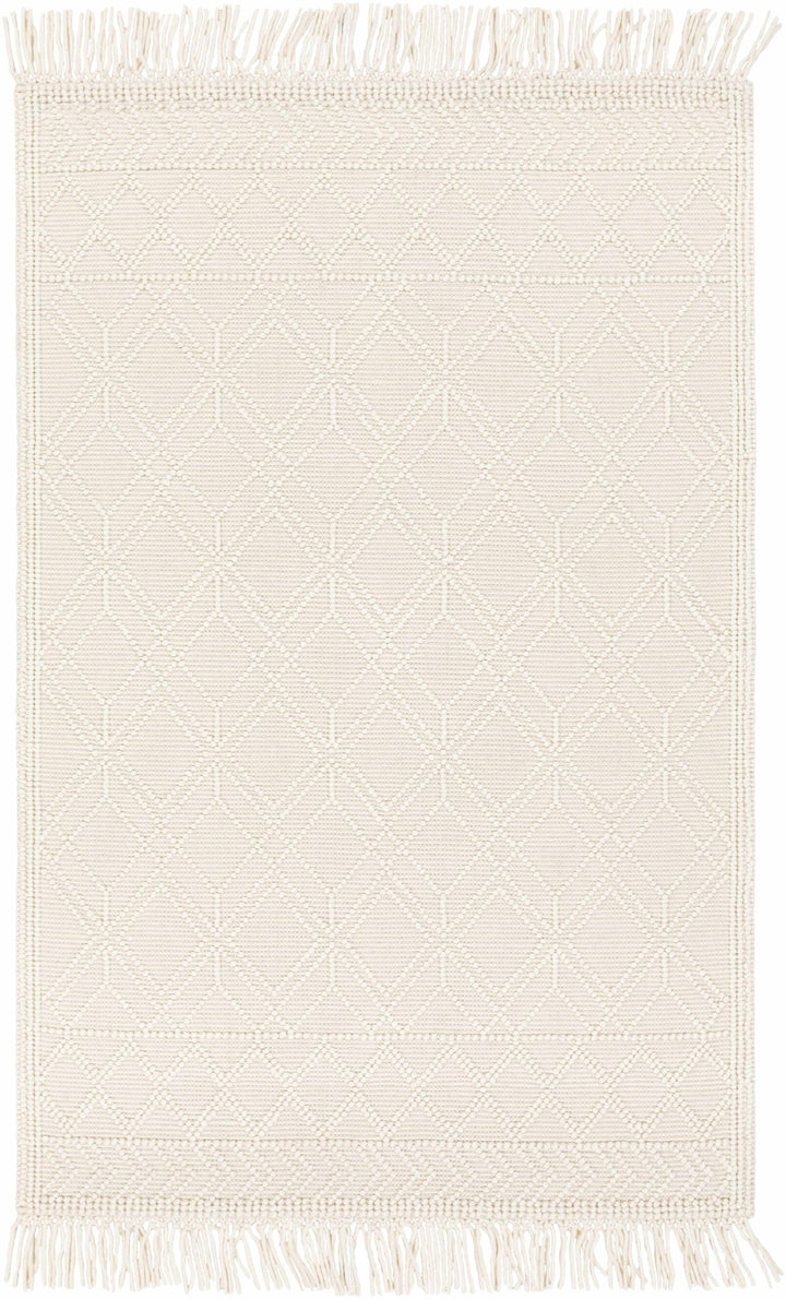 Beige Hand Woven Woolen Chunky and Soft Trellis Wool Area Rug - The Rug Decor