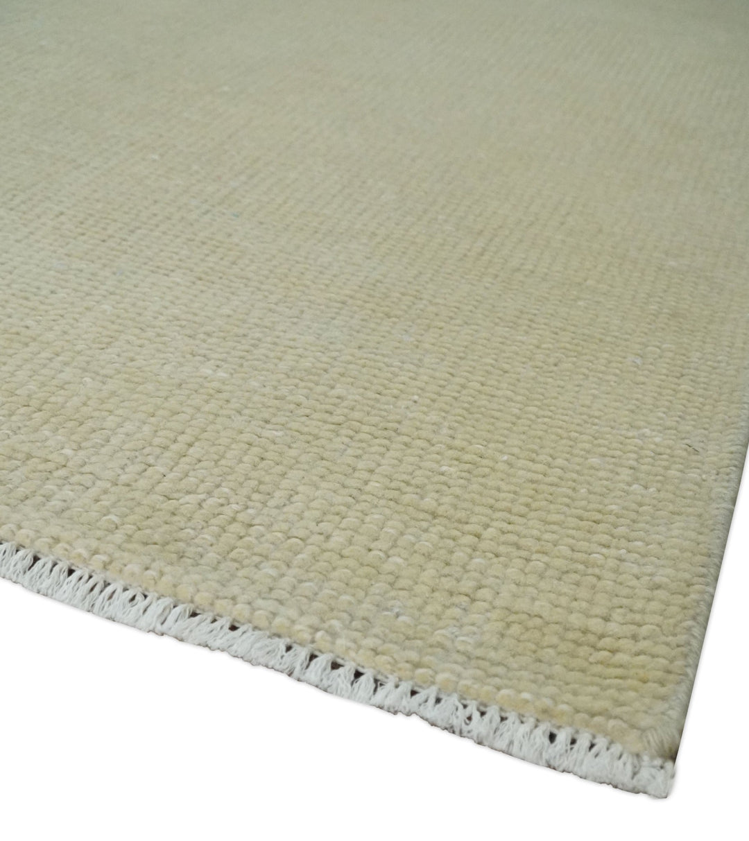 Beige Modern Solid Hand knotted 8x10 wool Area Rug - The Rug Decor