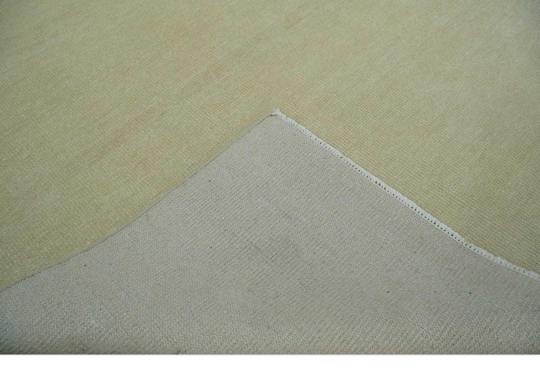 Beige Modern Solid Hand knotted 8x10 wool Area Rug - The Rug Decor