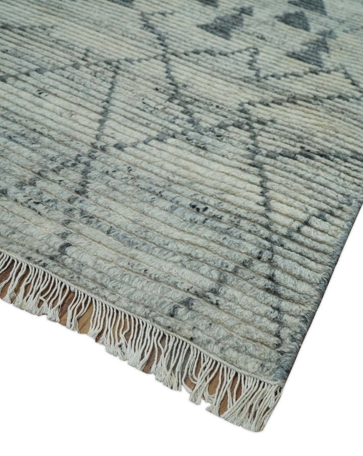 Beni Ourain Hand Woven Ivory and Moroccan Trellis Rug Made with Blended Wool 5x8, 8x10 and 9x12 | UL37 - The Rug Decor
