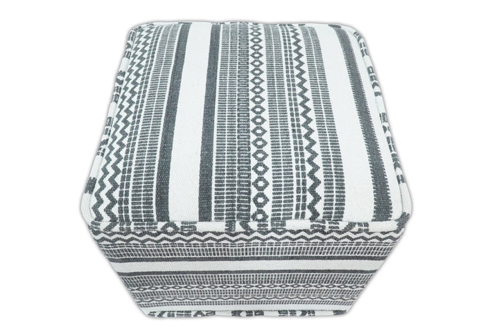 Black and White Handmade Block Printed cotton Pouf | Comfortable Chair or Footrest | TRD127 - The Rug Decor