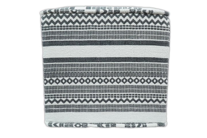 Black and White Handmade Block Printed cotton Pouf | Comfortable Chair or Footrest | TRD127 - The Rug Decor