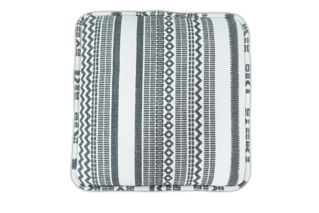 Black and White Handmade Block Printed cotton Pouf | Comfortable Chair or Footrest | TRD127 - The Rug Decor