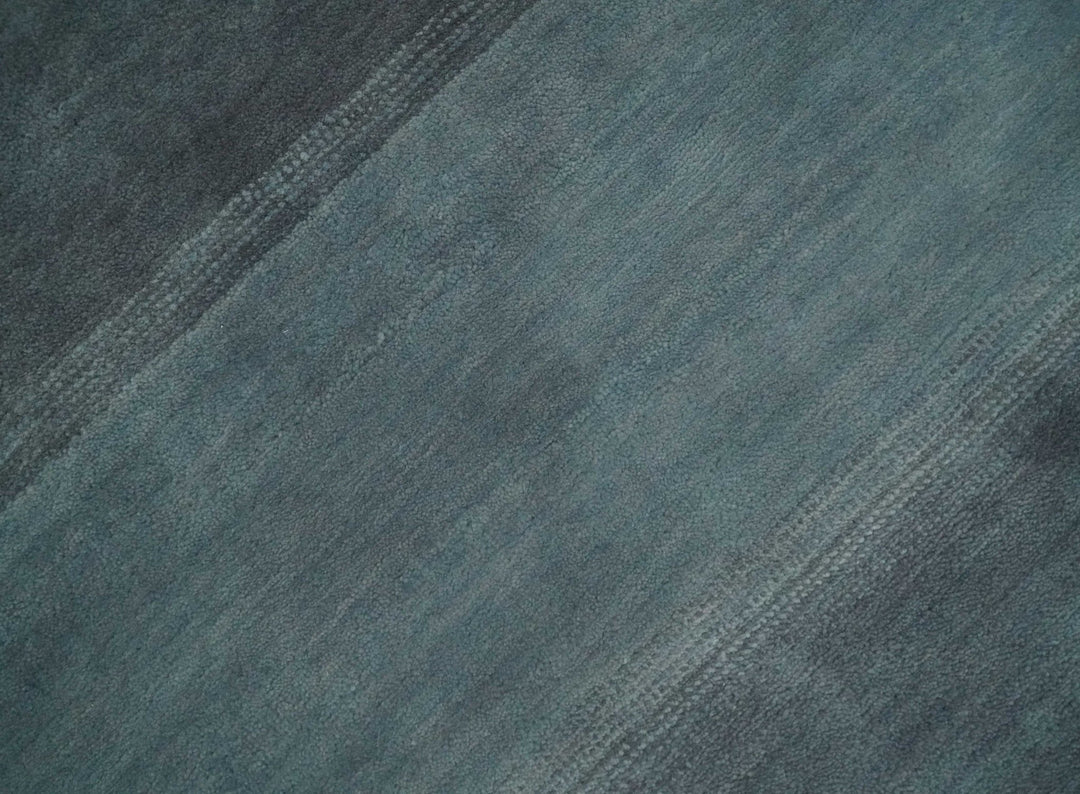 Black, Charcoal and Gray Striped Wool Hand Woven Southwestern Lori Gabbeh Rug| KNT24 - The Rug Decor