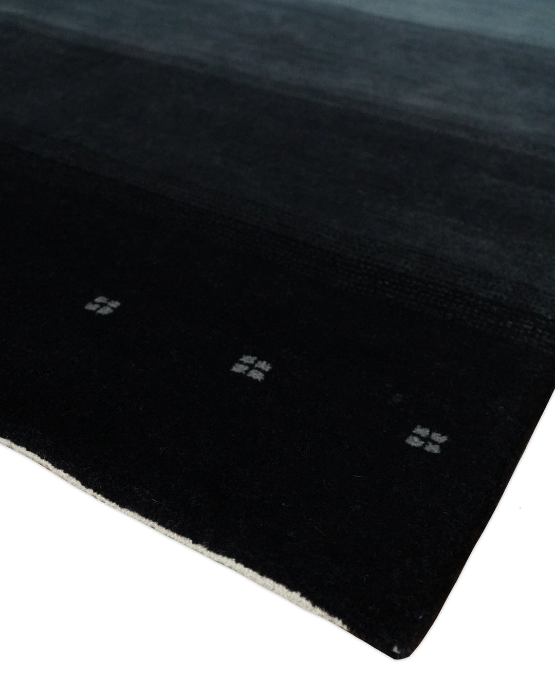 Black, Charcoal and Gray Striped Wool Hand Woven Southwestern Lori Gabbeh Rug| KNT24 - The Rug Decor