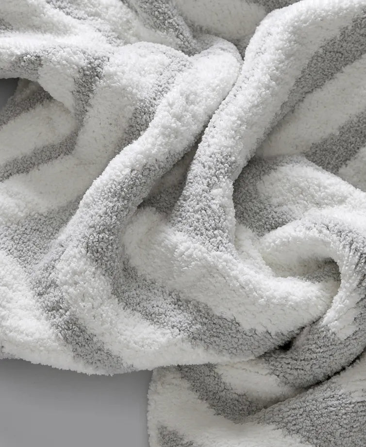 Black-Off White, Cloud Gray-Off White and Taupe-Off White Chevron Tulum Throw - The Rug Decor