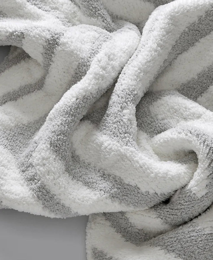Black-Off White, Cloud Gray-Off White and Taupe-Off White Chevron Tulum Throw - The Rug Decor
