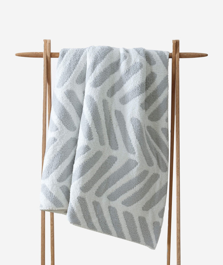 Black-Off White, Cloud Gray-Off White and Taupe-Off White Chevron Tulum Throw - The Rug Decor