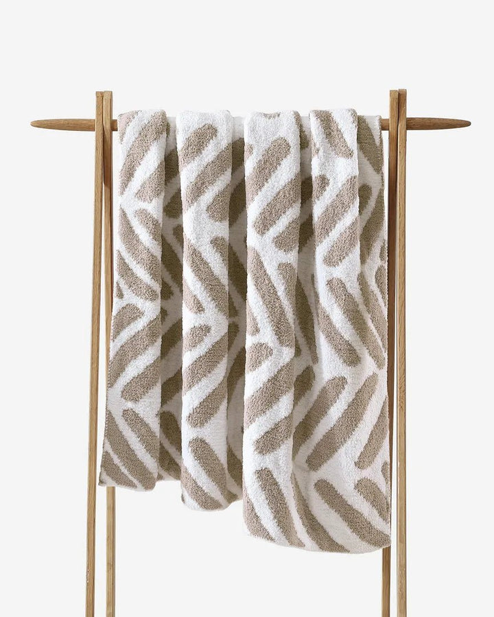 Black-Off White, Cloud Gray-Off White and Taupe-Off White Chevron Tulum Throw - The Rug Decor