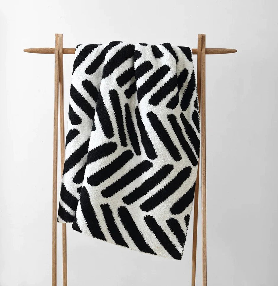 Black-Off White, Cloud Gray-Off White and Taupe-Off White Chevron Tulum Throw - The Rug Decor