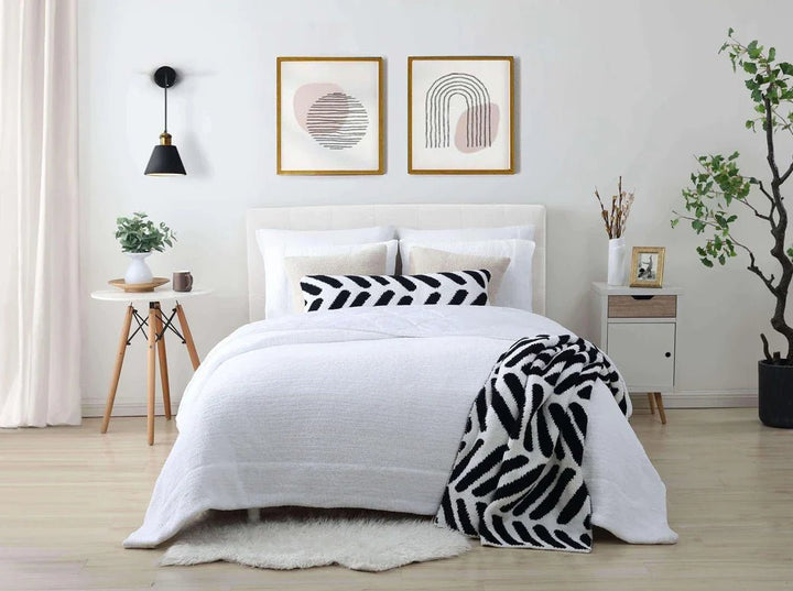 Black-Off White, Cloud Gray-Off White and Taupe-Off White Chevron Tulum Throw - The Rug Decor