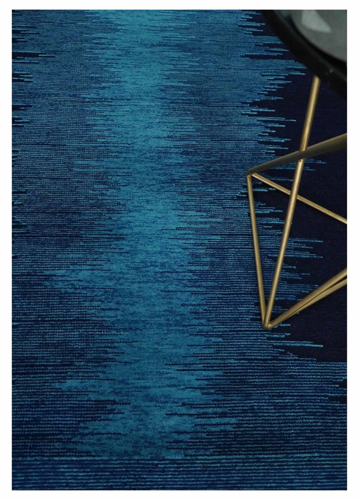 Blue Abstract Wool Hand Woven Southwestern Lori Gabbeh Rug| KNT37 - The Rug Decor