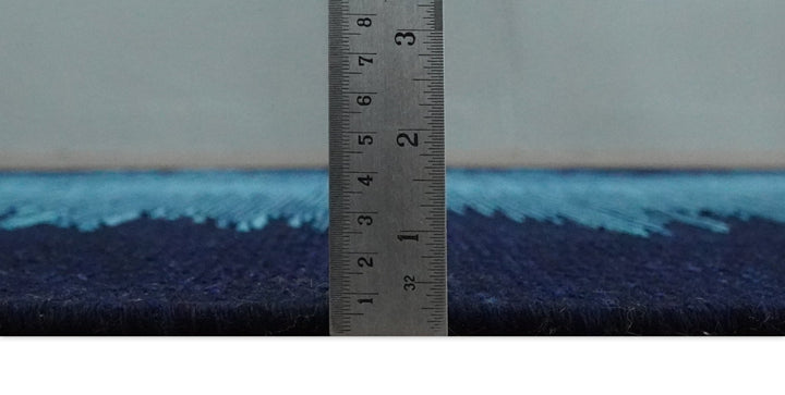 Blue Abstract Wool Hand Woven Southwestern Lori Gabbeh Rug| KNT37 - The Rug Decor