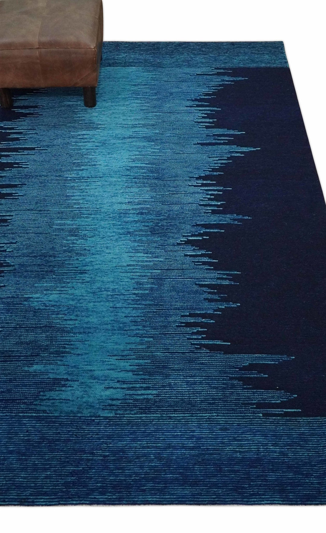 Blue Abstract Wool Hand Woven Southwestern Lori Gabbeh Rug| KNT37 - The Rug Decor