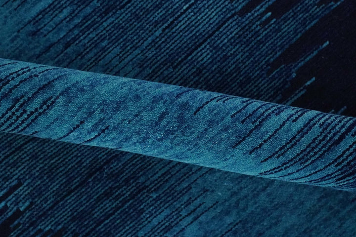 Blue Abstract Wool Hand Woven Southwestern Lori Gabbeh Rug| KNT37 - The Rug Decor