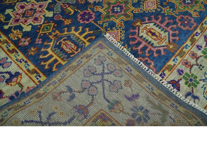 Blue and Beige Traditional Turkish Design Wool Hand Knotted Multi Sizes Area Rug - The Rug Decor