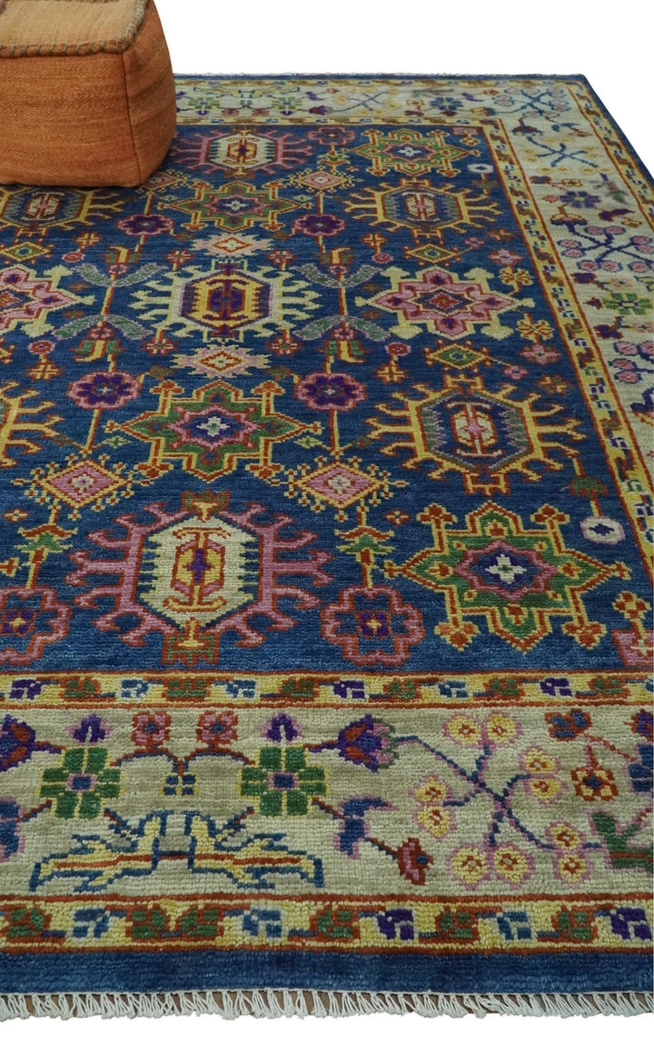Blue and Beige Traditional Turkish Design Wool Hand Knotted Multi Sizes Area Rug - The Rug Decor