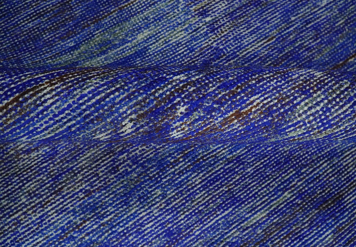 Blue and Charcoal Modern Abstract Hand knotted 8x10 Art Silk Area Rug - The Rug Decor