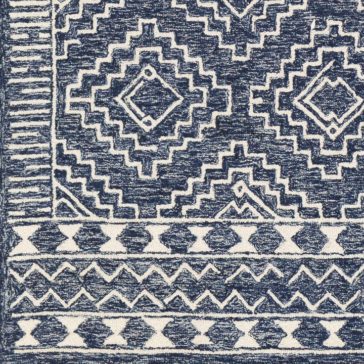 Blue and Ivory Geometrical Design Hand Tufted Wool Area Rug - The Rug Decor