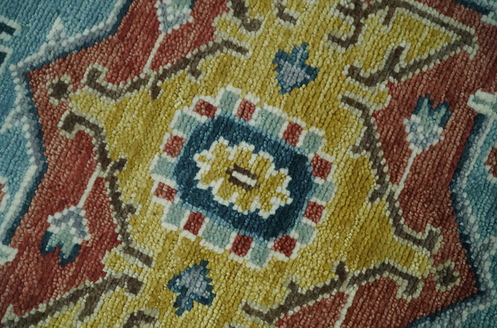 Blue and Ivory Hand Knotted Contemporary Modern 5x8, 6x9, 8x10, 9x12, 10x14 and 12x15 Brown Traditional Persian Heriz Serapi Wool Rug | TRDCP883912 - The Rug Decor