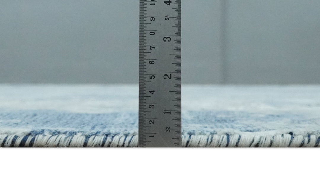 Blue, Ivory and Gray Modern Abstract 6x9 Hand Loomed Blended wool and Art silk Area Rug - The Rug Decor