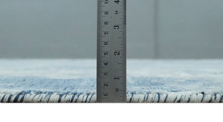 Blue, Ivory and Gray Modern Abstract 6x9 Hand Loomed Blended wool and Art silk Area Rug - The Rug Decor