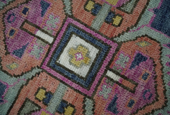 Blue, Purple and Green hand knotted Traditional Heriz Serapi Wool Area Rug - The Rug Decor