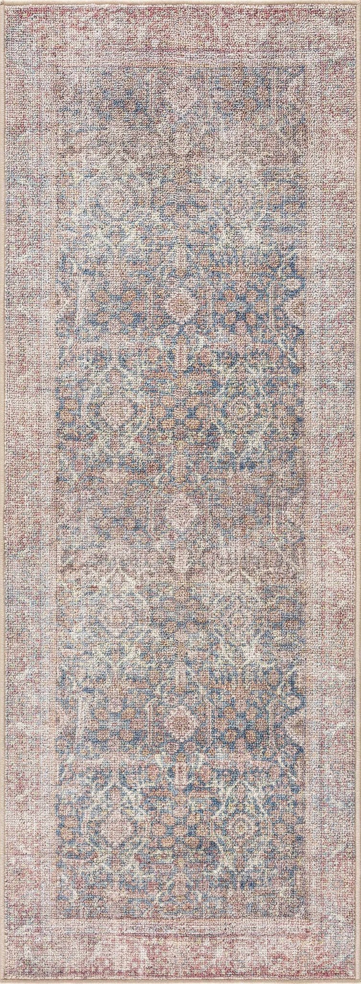 Blue, Rust, Ivory and Beige Traditional Oriental Oushak Washable Area Rug - The Rug Decor