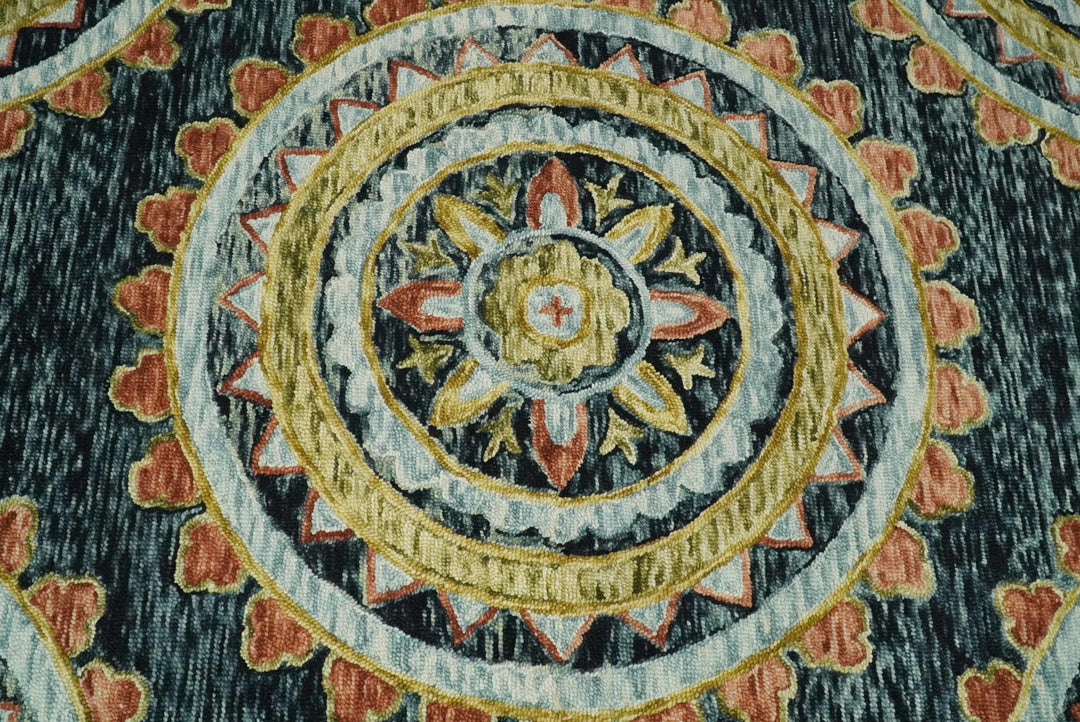 Bohemian 3x5, 5x8, 6x9 and 8x10 Hand Tufted Blue, Rust and Moss Gold Style Antique Wool Area Rug - The Rug Decor
