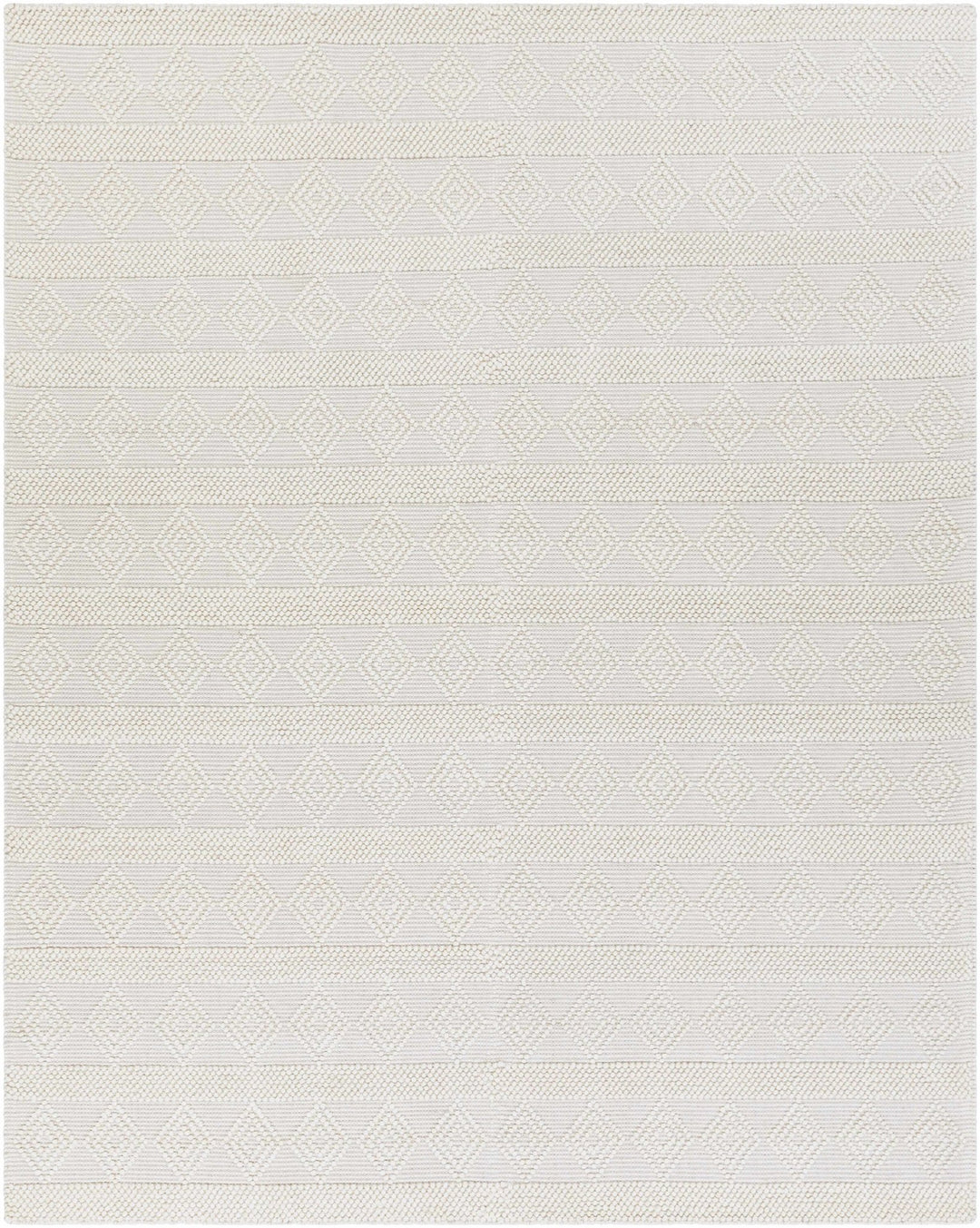 Bohemian Hand Woven Beige Geometrical Textured Wool Area Rug - The Rug Decor