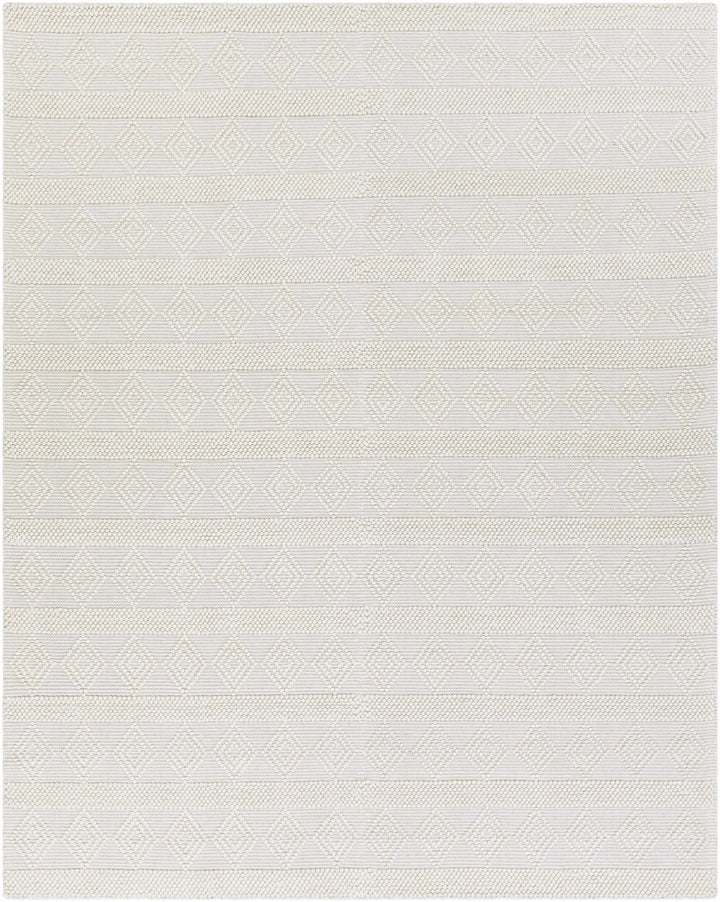 Bohemian Hand Woven Beige Geometrical Textured Wool Area Rug - The Rug Decor