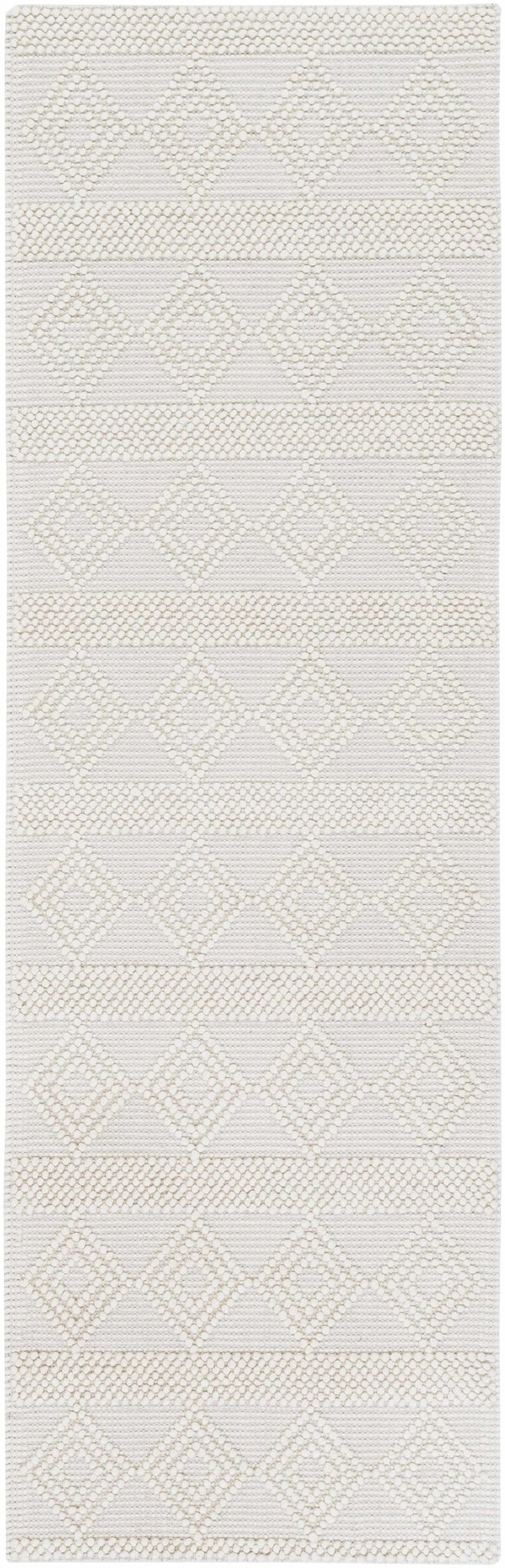 Bohemian Hand Woven Beige Geometrical Textured Wool Area Rug - The Rug Decor