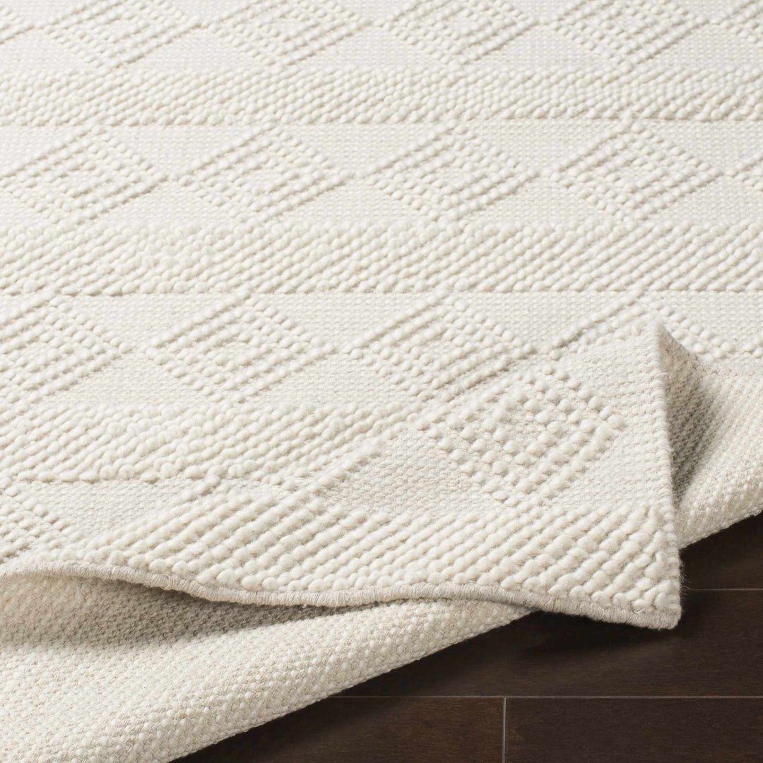 Bohemian Hand Woven Beige Geometrical Textured Wool Area Rug - The Rug Decor