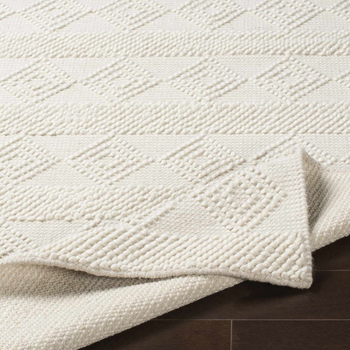 Bohemian Hand Woven Beige Geometrical Textured Wool Area Rug - The Rug Decor
