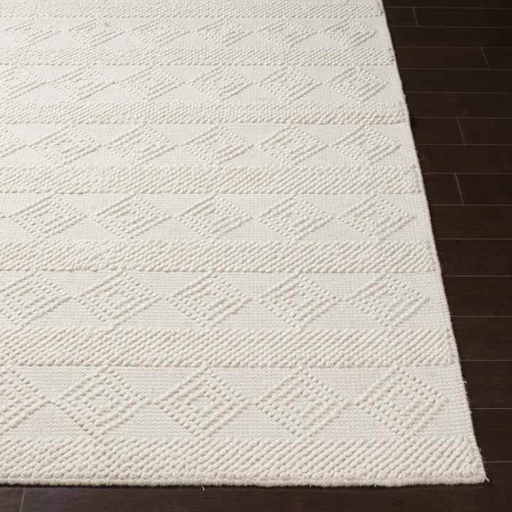 Bohemian Hand Woven Beige Geometrical Textured Wool Area Rug - The Rug Decor