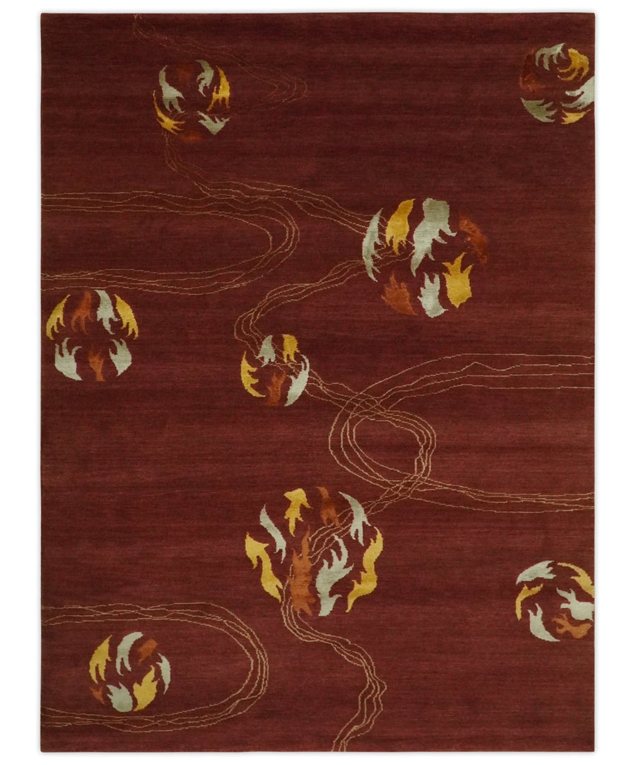 Brown and Gold Modern Art Hand knotted 6x8 Wool and Art Silk Area Rug - The Rug Decor