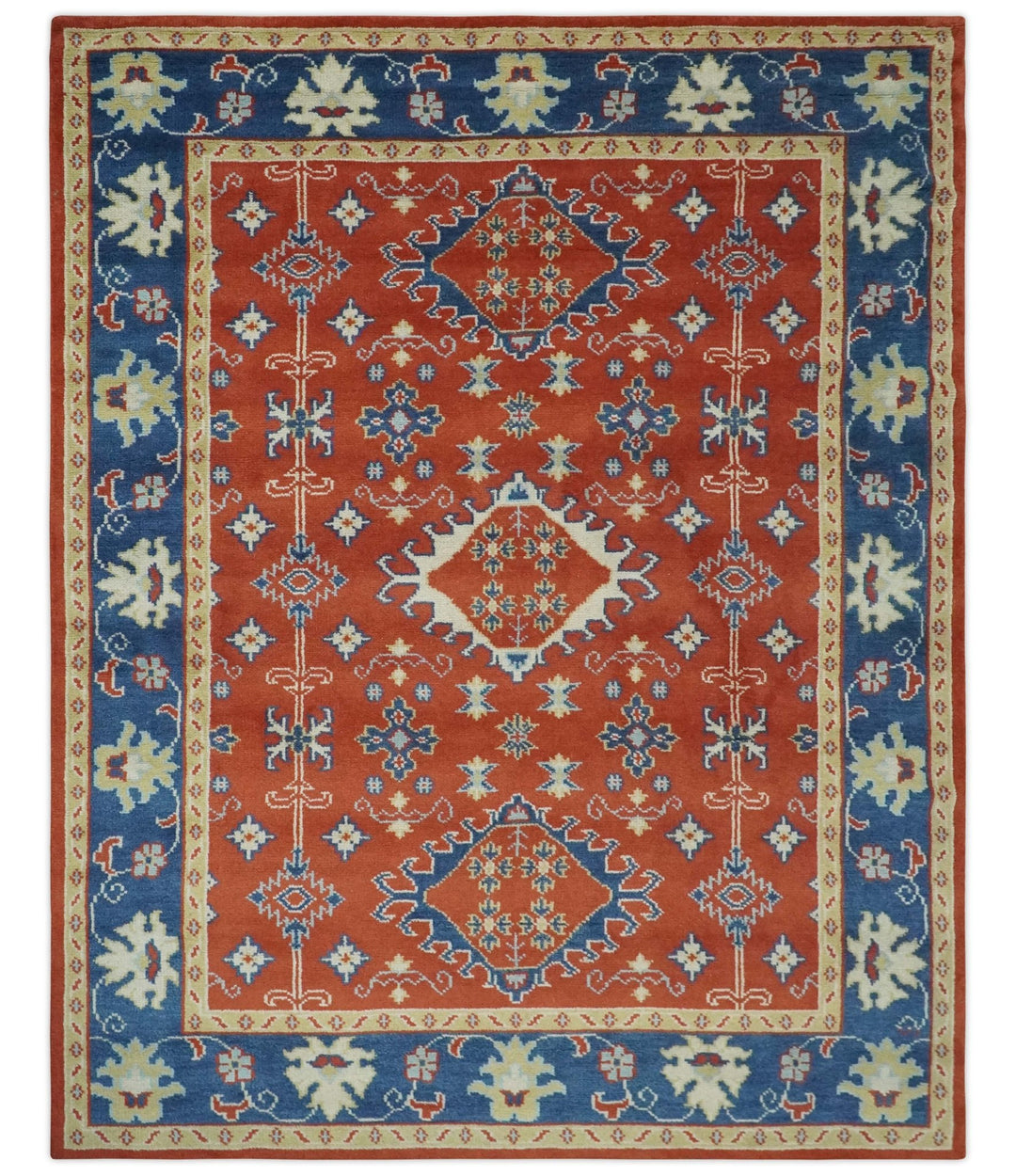 Brown, Blue and Beige Traditional Oriental Hand Knotted Multi Size Wool Area Rug - The Rug Decor