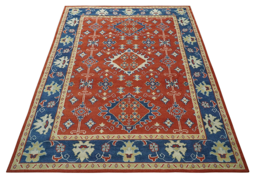 Brown, Blue and Beige Traditional Oriental Hand Knotted Multi Size Wool Area Rug - The Rug Decor