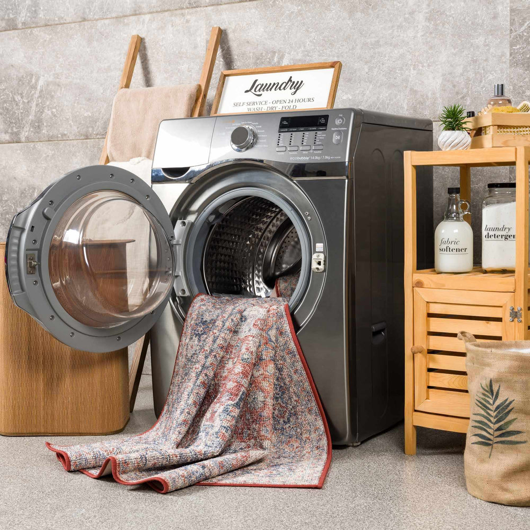 Brown, Blue, Silver and Green Traditional Design With Rubber Backing Washable Area Rug - The Rug Decor