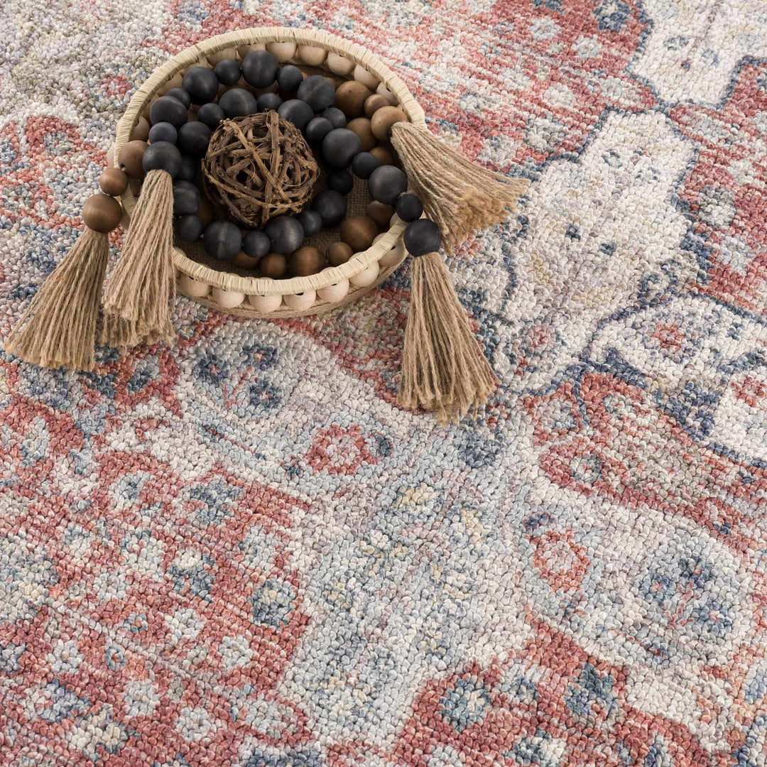 Brown, Blue, Silver and Green Traditional Design With Rubber Backing Washable Area Rug - The Rug Decor