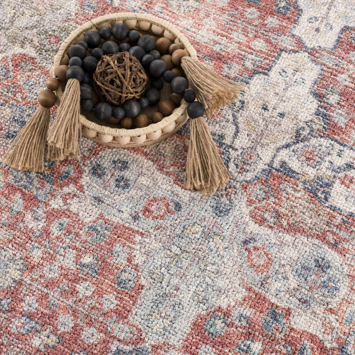 Brown, Blue, Silver and Green Traditional Design With Rubber Backing Washable Area Rug - The Rug Decor