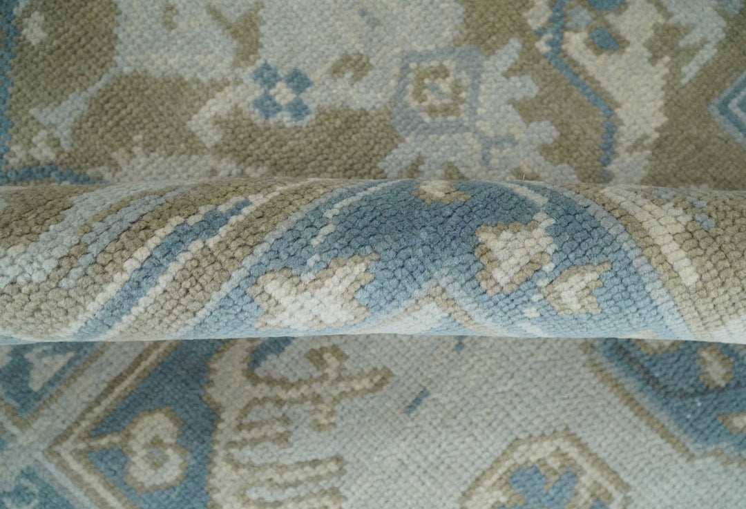 Cappadocia Rug 8x10 Hand Knotted Turkish Blue, Beige and Ivory Traditional Antique Persian Low Pile Area Rug | AC31810 - The Rug Decor