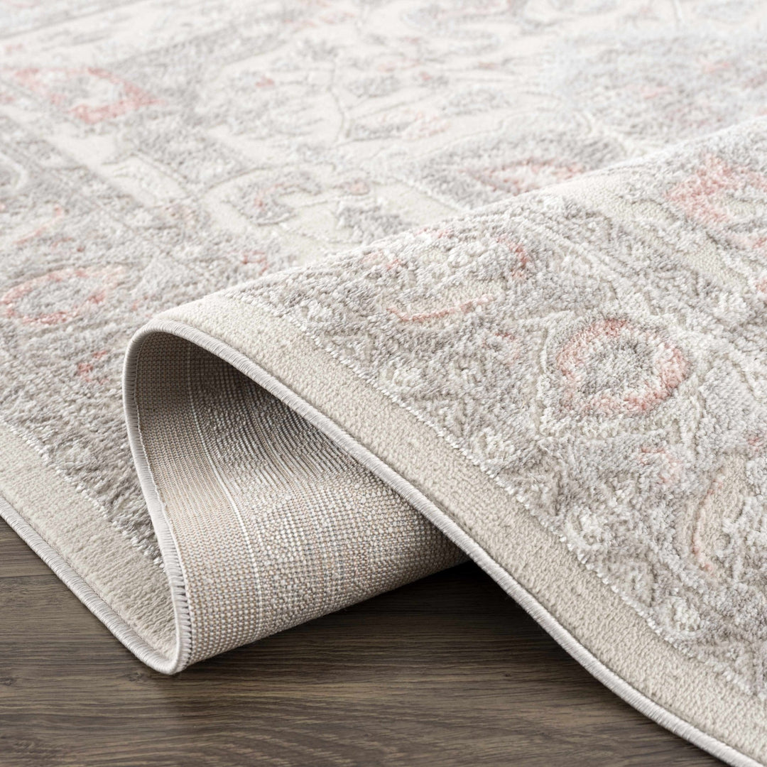 Carved Texture Beige, Gray and Rust Traditional Heriz Medallion Design Area Rug - The Rug Decor