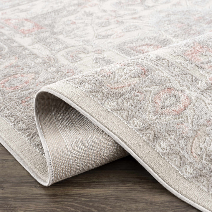 Carved Texture Beige, Gray and Rust Traditional Heriz Medallion Design Area Rug - The Rug Decor