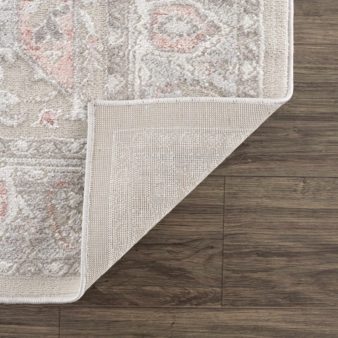 Carved Texture Beige, Gray and Rust Traditional Heriz Medallion Design Area Rug - The Rug Decor