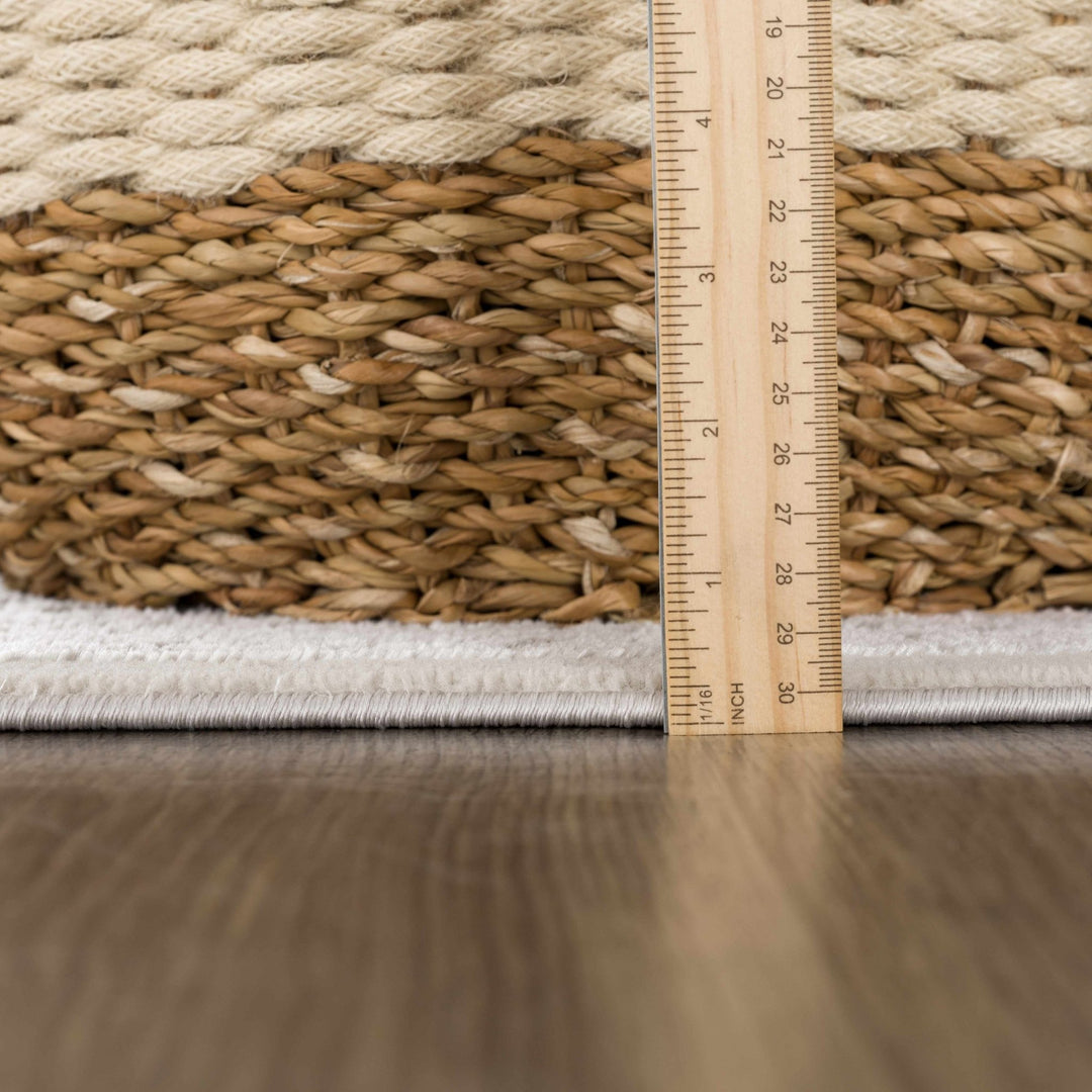 Carved Texture Beige, Gray and Rust Traditional Heriz Medallion Design Area Rug - The Rug Decor