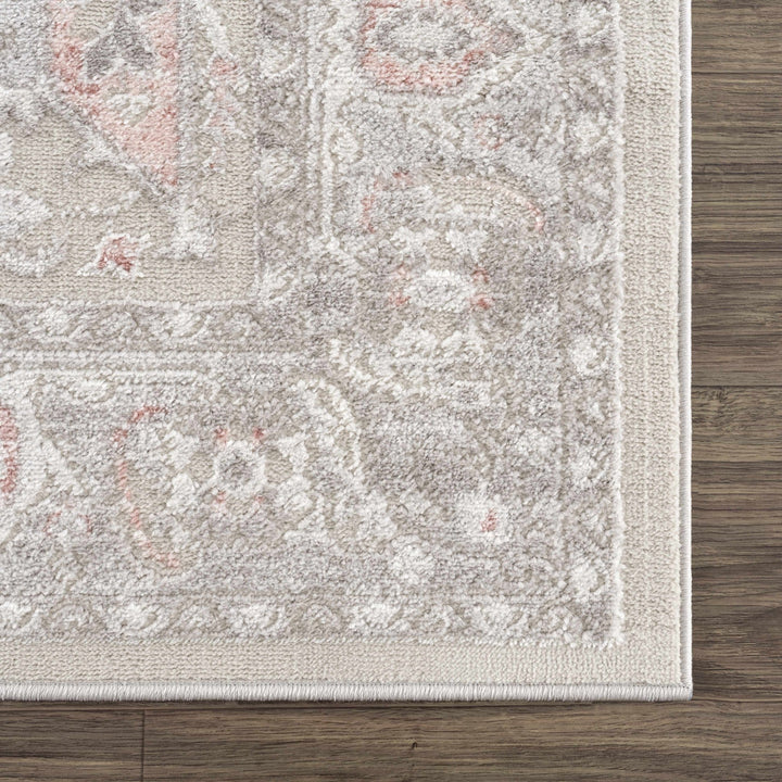 Carved Texture Beige, Gray and Rust Traditional Heriz Medallion Design Area Rug - The Rug Decor