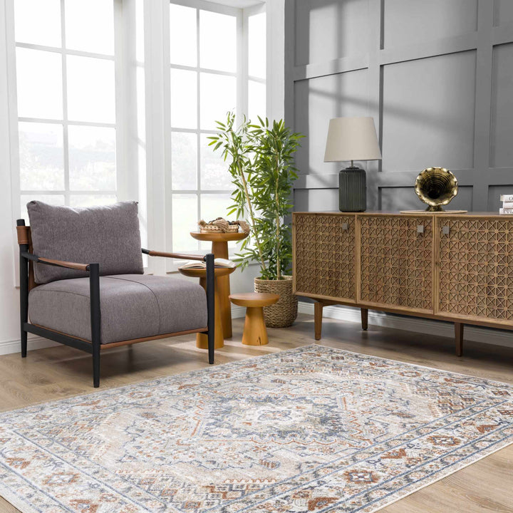 Charcoal, Camel, Silver and Brown Traditional Heriz Area Rug - The Rug Decor