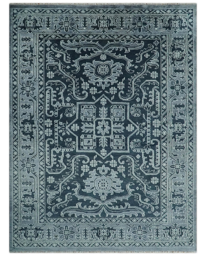 Charcoal, Gray and Silver 9x12 Hand Knotted Traditional Persian Oushak Wool Rug, Accent Rug | TRDCP1083912 - The Rug Decor