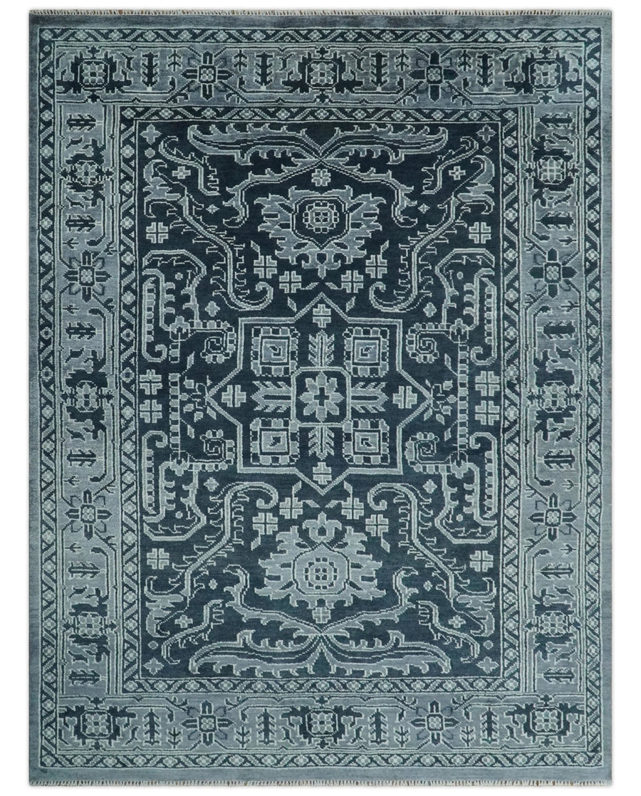 Charcoal, Gray and Silver 9x12 Hand Knotted Traditional Persian Oushak Wool Rug, Accent Rug | TRDCP1083912 - The Rug Decor